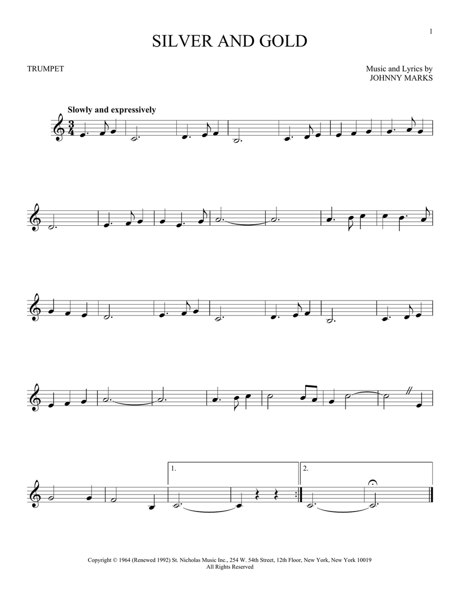 Silver And Gold Trumpet Solo scores gallery preview page 1