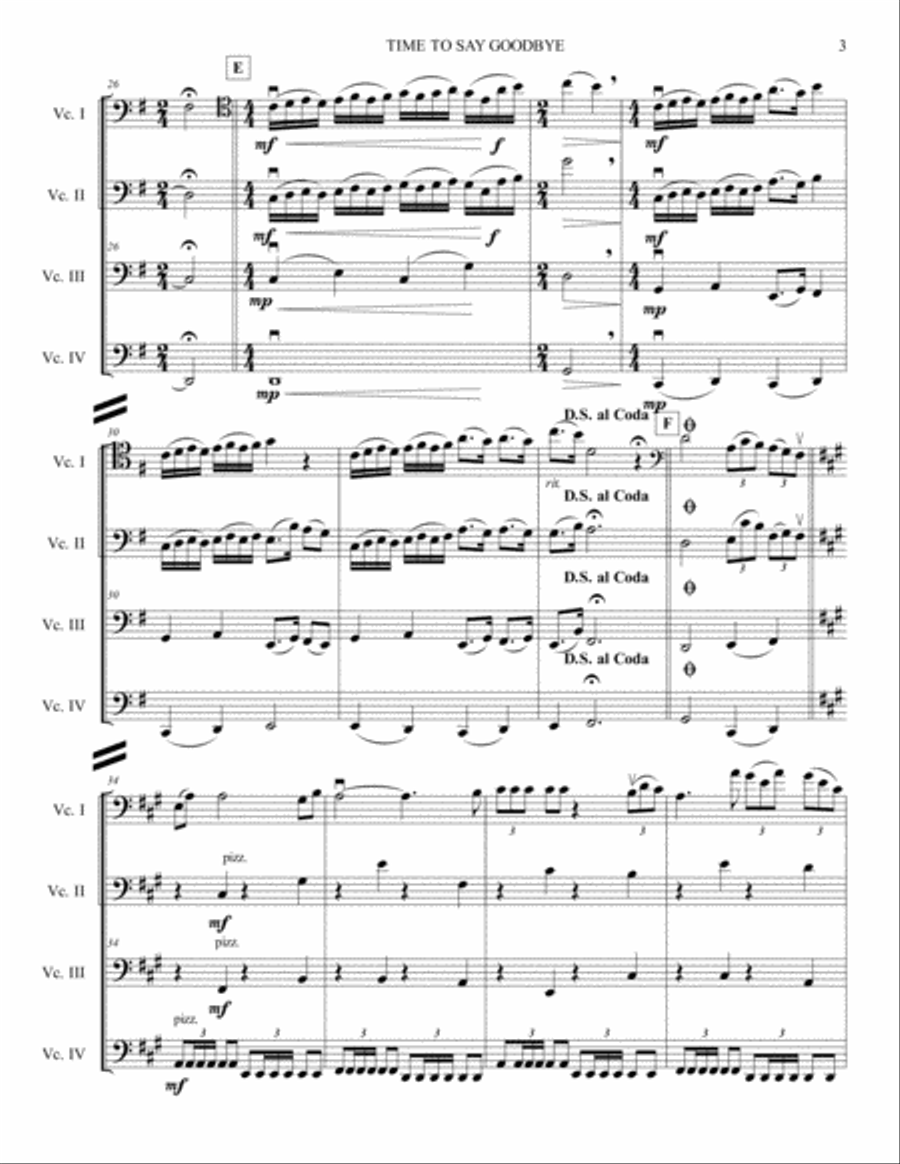 Time To Say Goodbye String Quartet scores gallery preview page 3