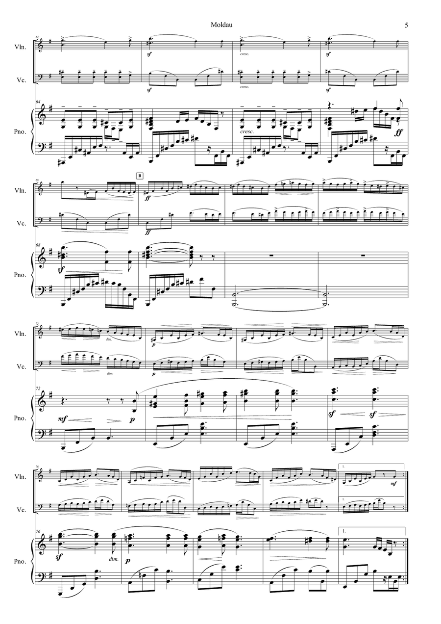 Smetana - Die Moldau for Pianotrio Piano Trio scores gallery preview page 5