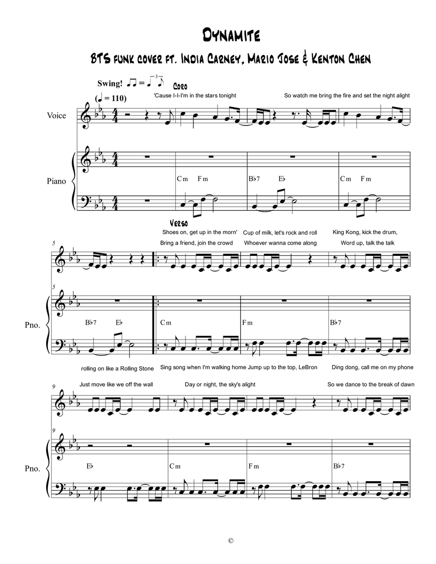 Dynamite Dynamite Piano, Vocal scores gallery preview page 1