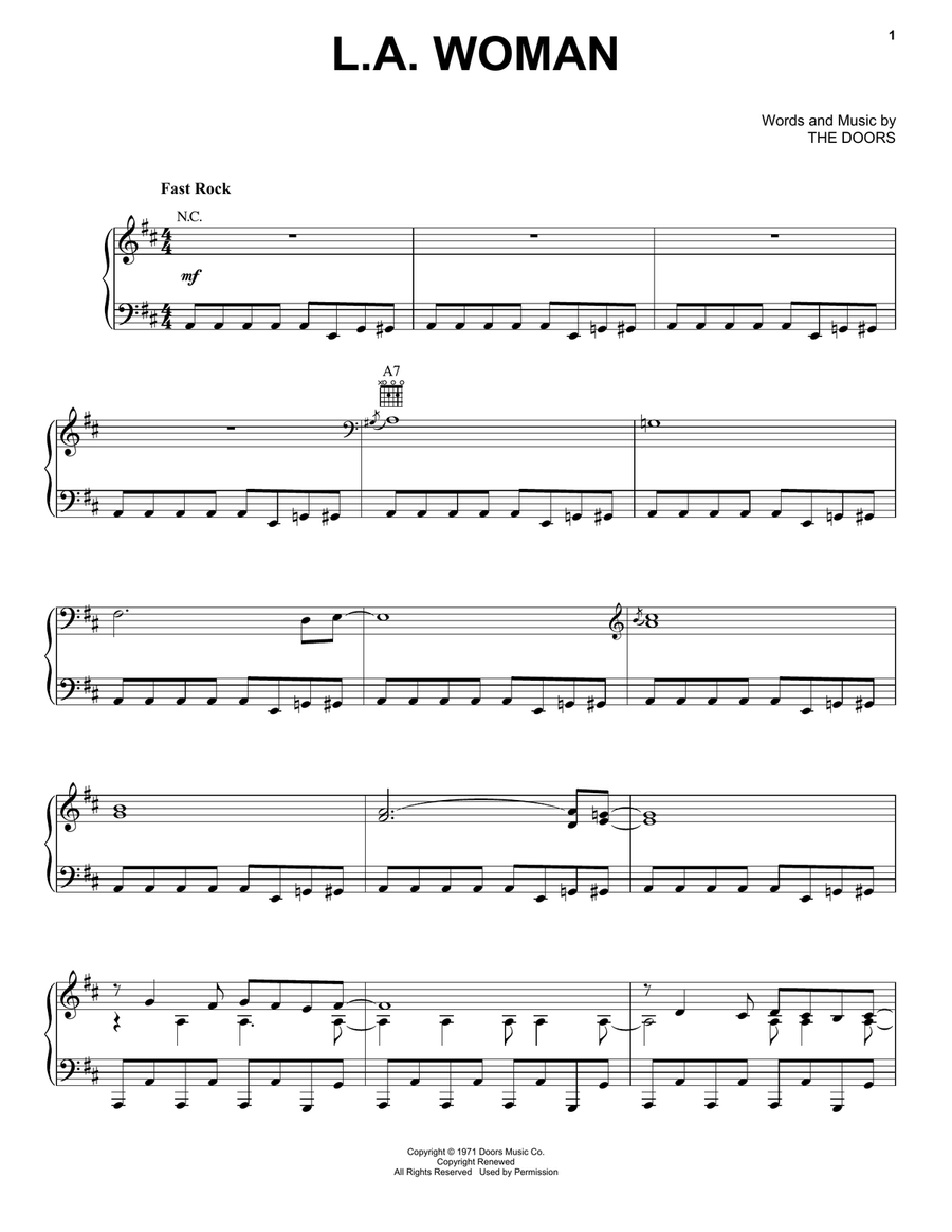 L.A. Woman Piano, Vocal, Guitar scores gallery preview page 1