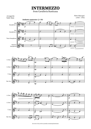 Intermezzo from Cavalleria Rusticana for Saxophone Quartet