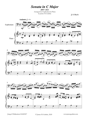 Book cover for BACH: Sonata BWV 1033 for Euphonium & Piano