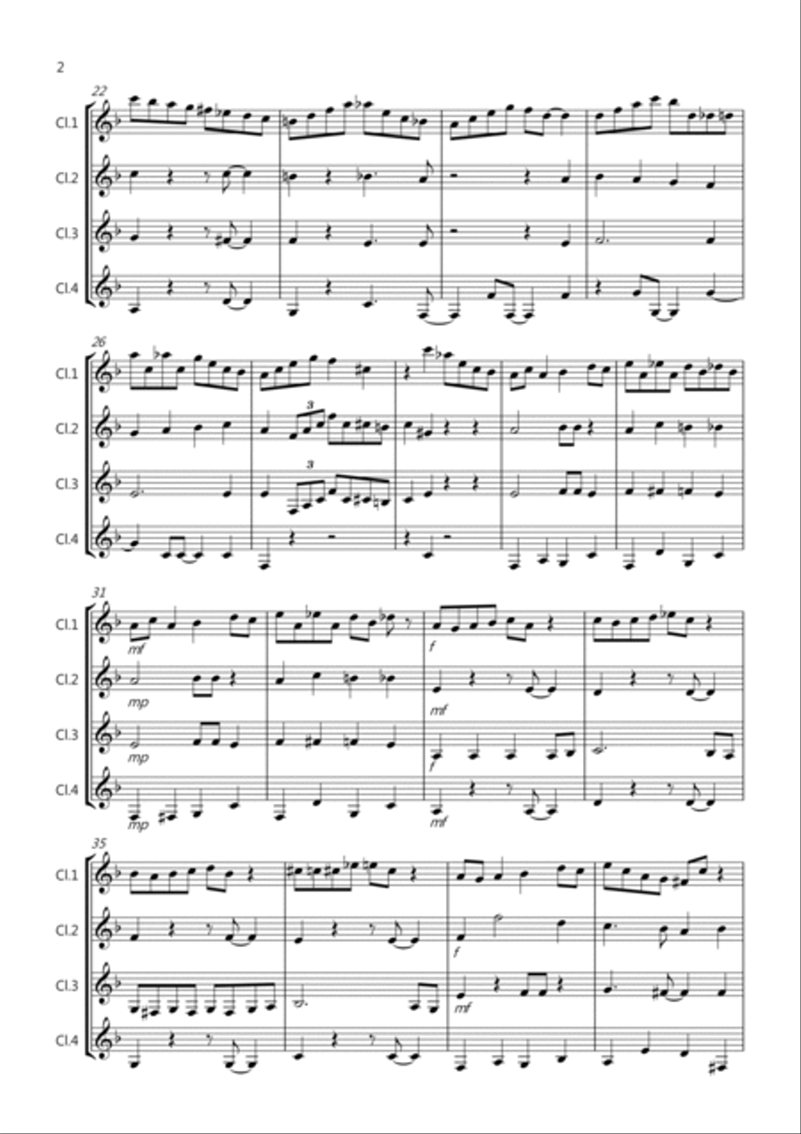 Joy To The World (Jazzy Style!) for Clarinet Quartet Clarinet Quartet scores gallery preview page 2