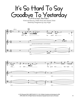 Book cover for It's So Hard To Say Goodbye To Yesterday