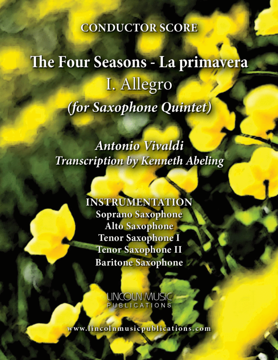 Vivaldi - La primavera - I. Allegro from The Four Seasons (for Saxophone Quintet SATTB) Saxophone Quintet scores gallery preview page 1