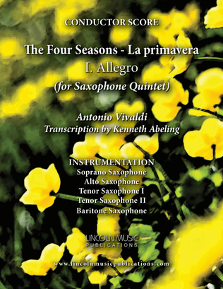 Book cover for Vivaldi - La primavera - I. Allegro from The Four Seasons (for Saxophone Quintet SATTB)