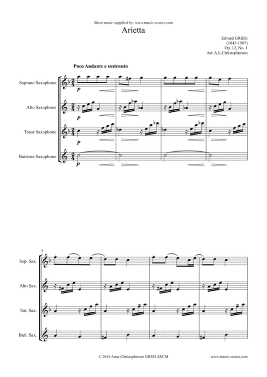 Arietta, Op.12, No.1 - Sax Quartet image number null