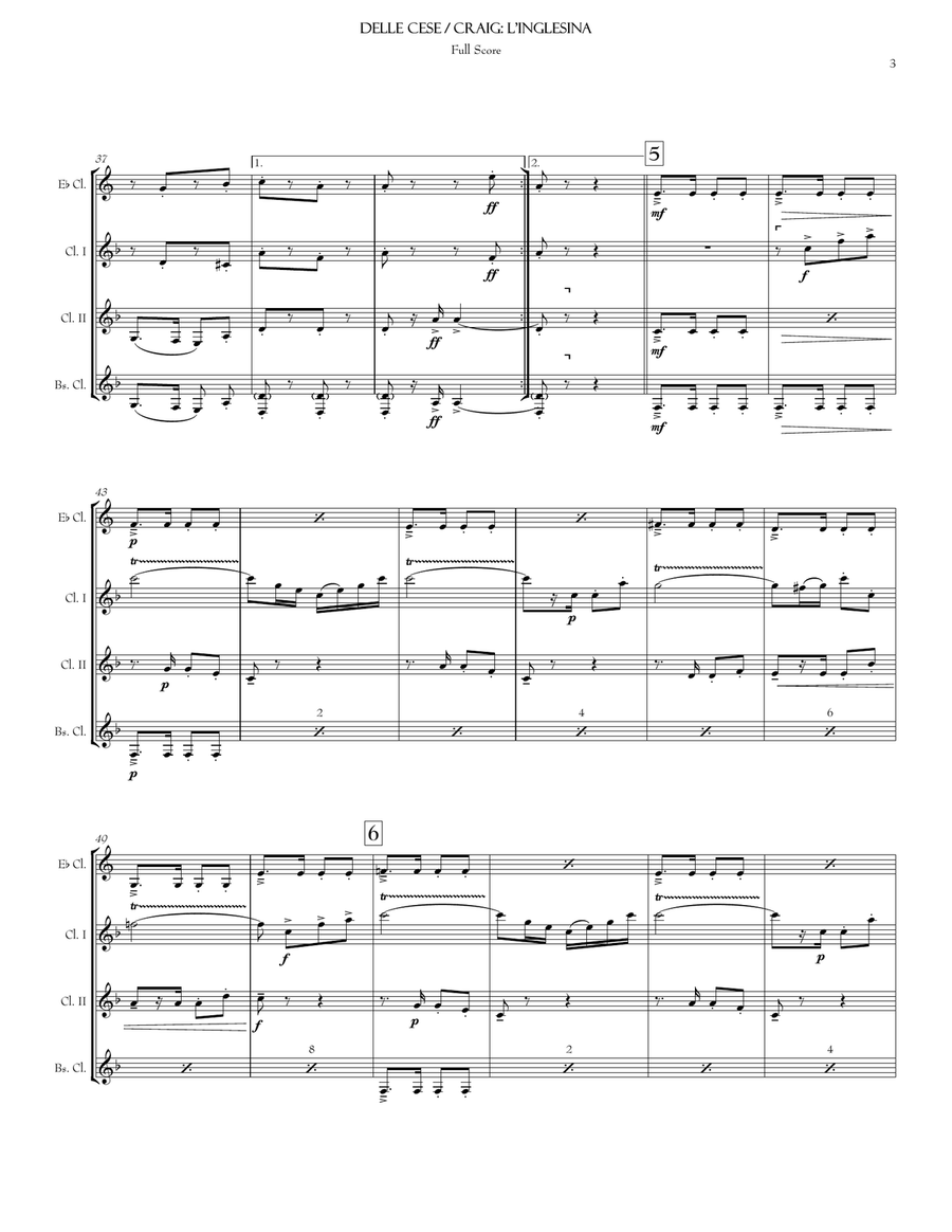 L'Inglesina (The Little English Girl) (CQ) Clarinet Quartet scores gallery preview page 4