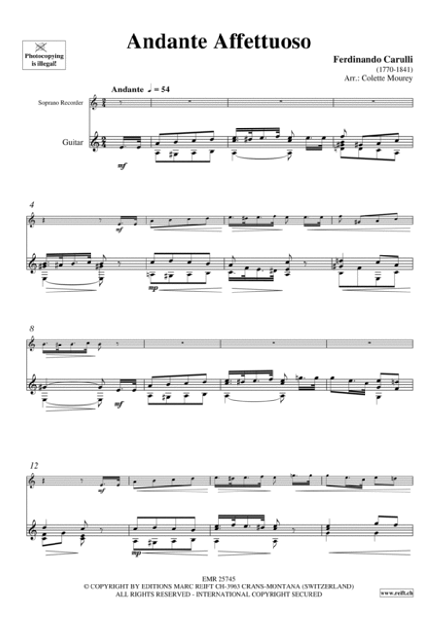 Andante Affettuoso Andante Affettuoso Soprano Recorder scores gallery preview page 3