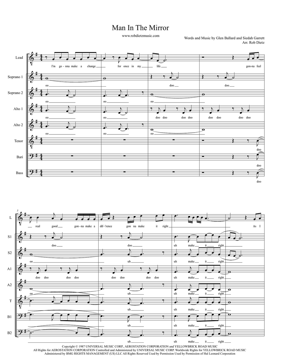 Man In The Mirror 4-Part scores gallery preview page 1
