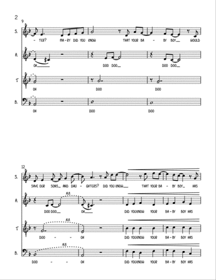 Mary, Did You Know? 4-Part scores gallery preview page 2