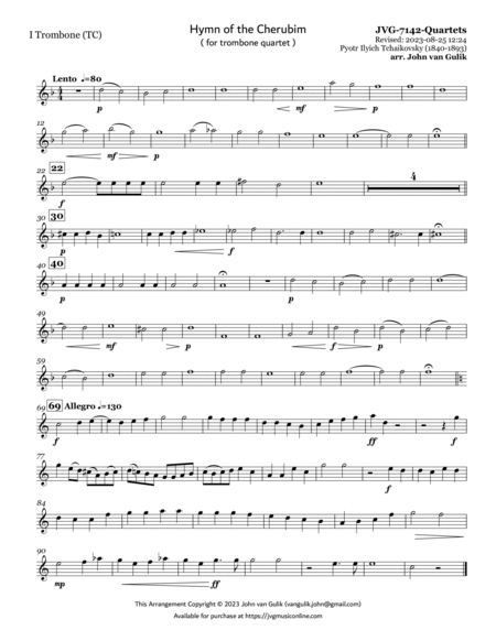 Hymn of the Cherubim - Trombone Quartet image number null