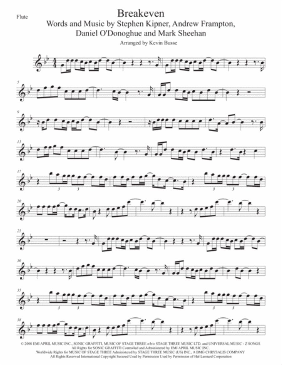 Breakeven Flute Solo scores gallery preview page 1