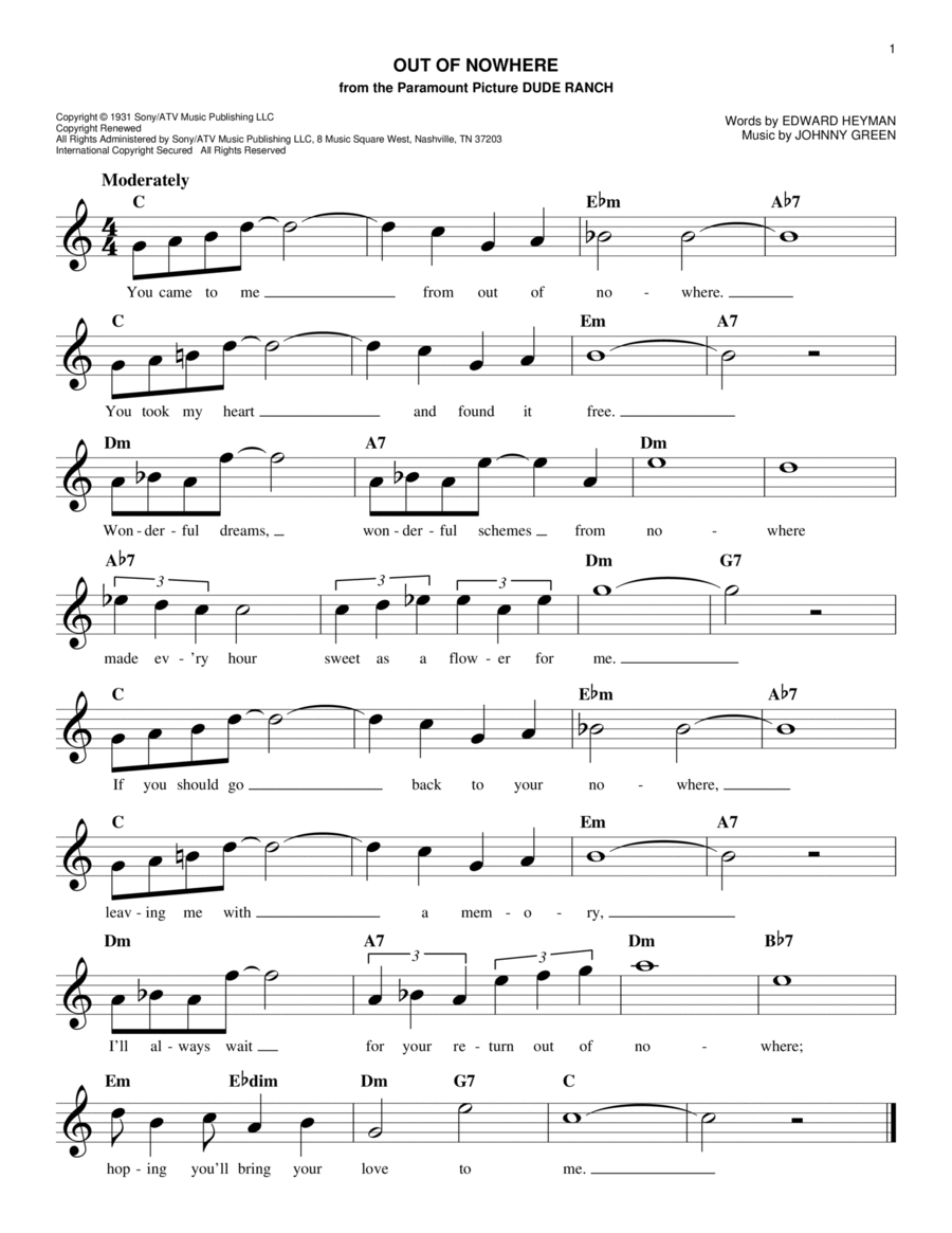 Out Of Nowhere Piano scores gallery preview page 1