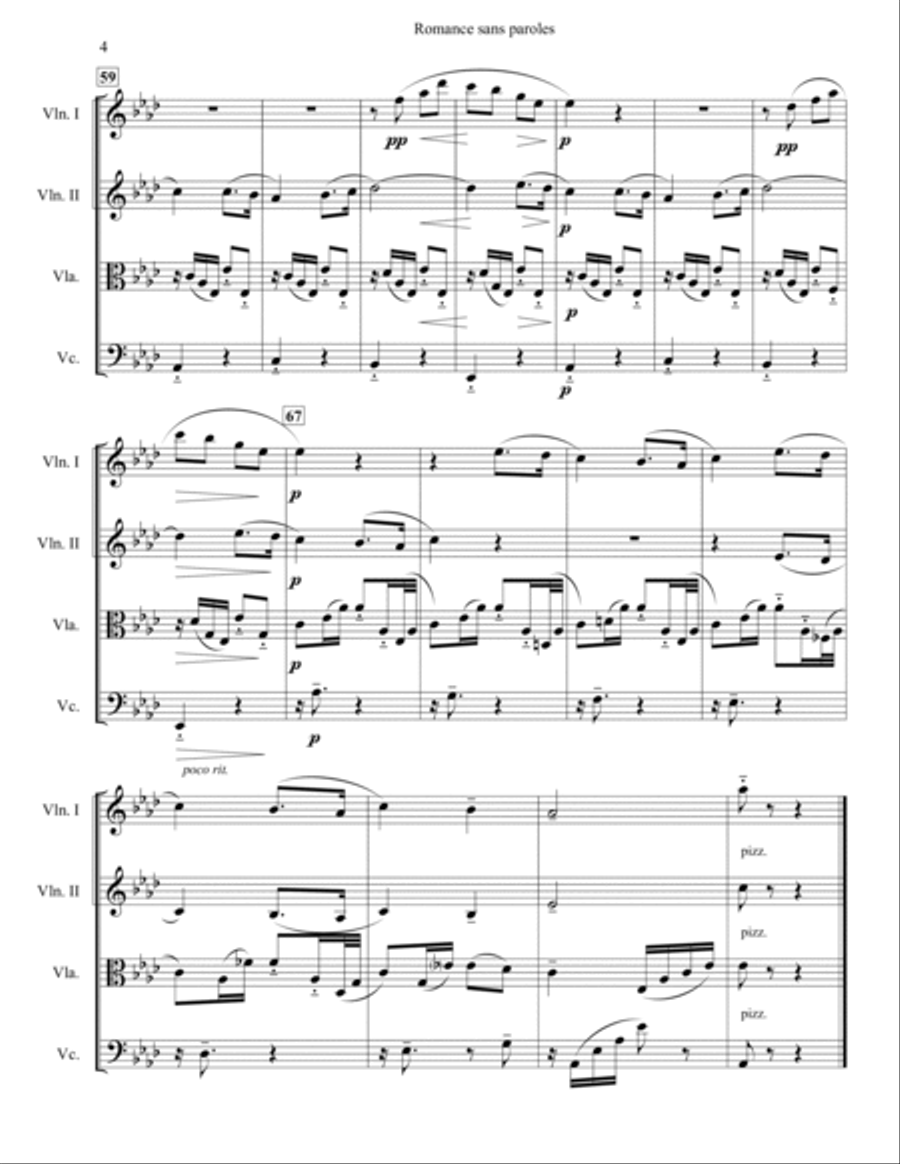 Romance sans paroles String Quartet scores gallery preview page 5