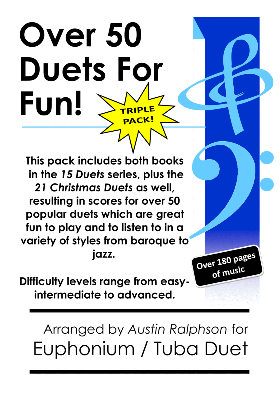 TRIPLE PACK of Euphonium and Tuba Duets - contains over 50 duets including Christmas, classical Brass Duet scores gallery preview page 1