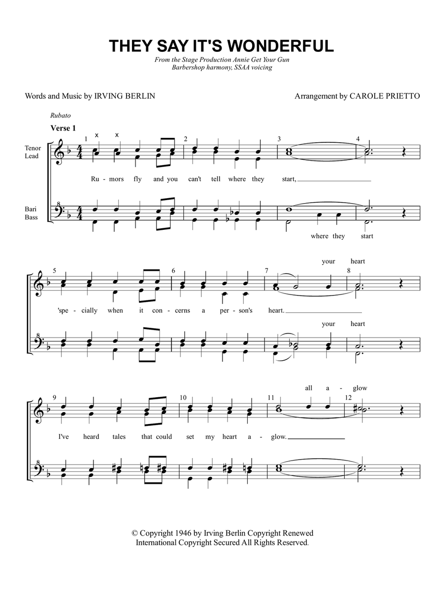 They Say It's Wonderful SSAA scores gallery preview page 1