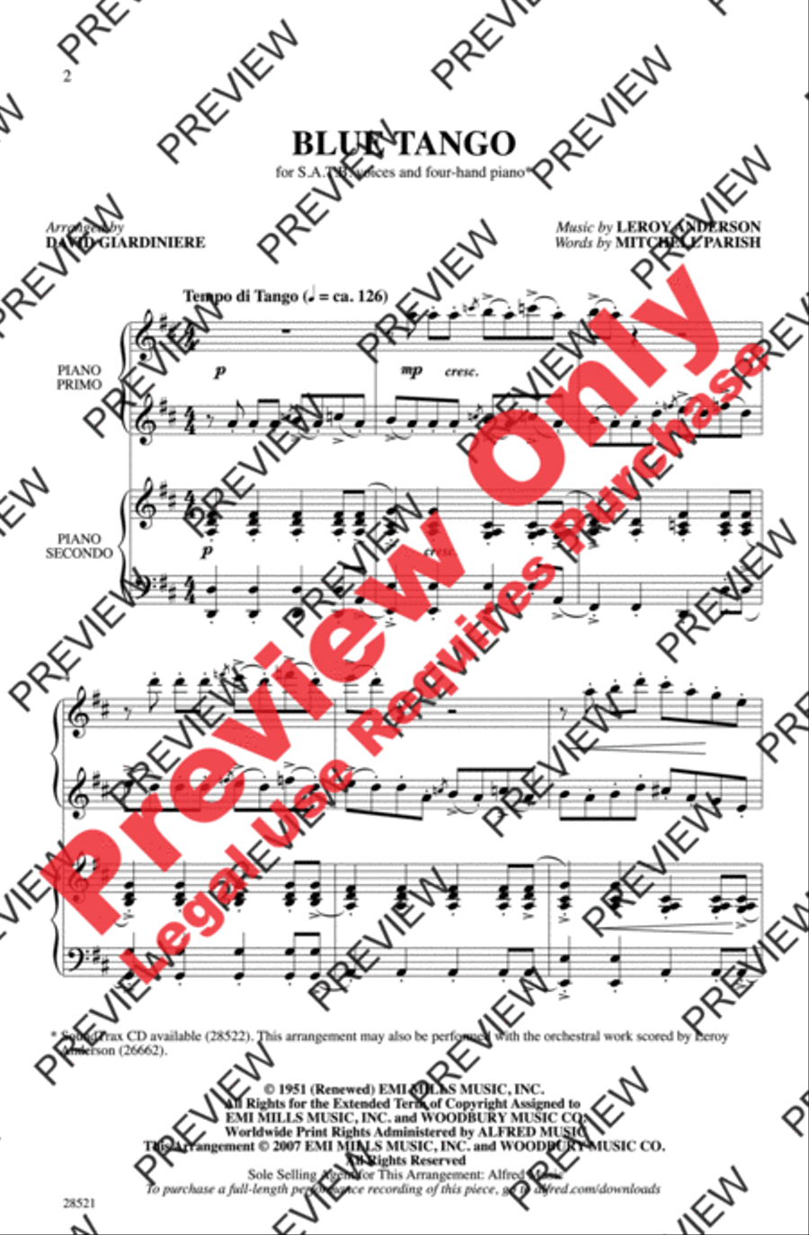 Blue Tango 4-Part scores gallery preview page 2