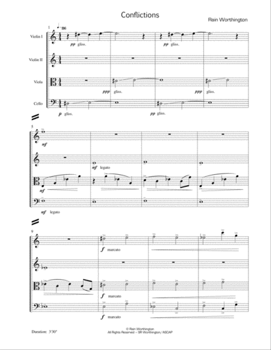 Conflictions – for string quartet String Quartet scores gallery preview page 2