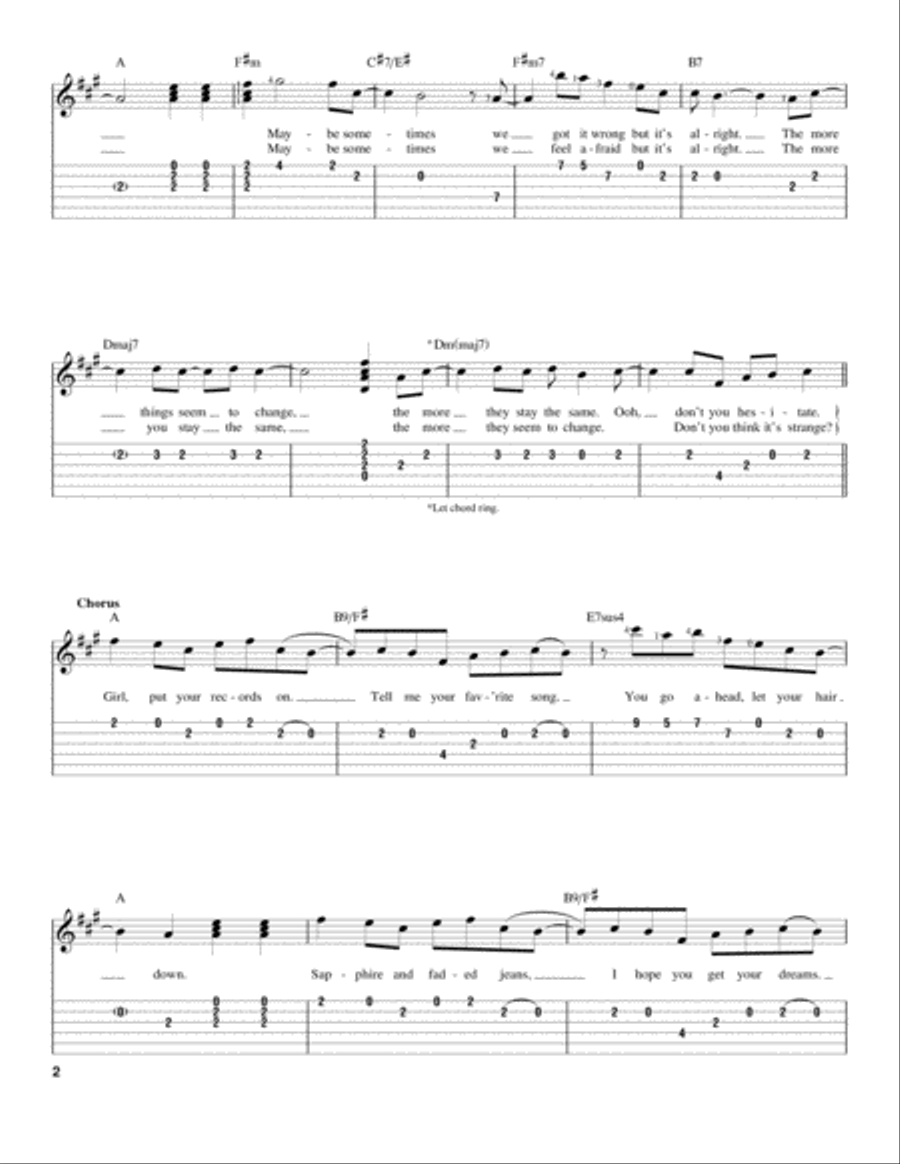 Put Your Records On Acoustic Guitar scores gallery preview page 2