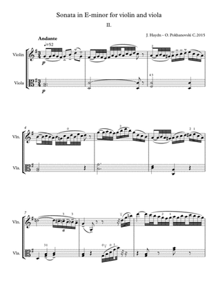 Haydn Sonata in E-minor for violin and viola, 2nd movement