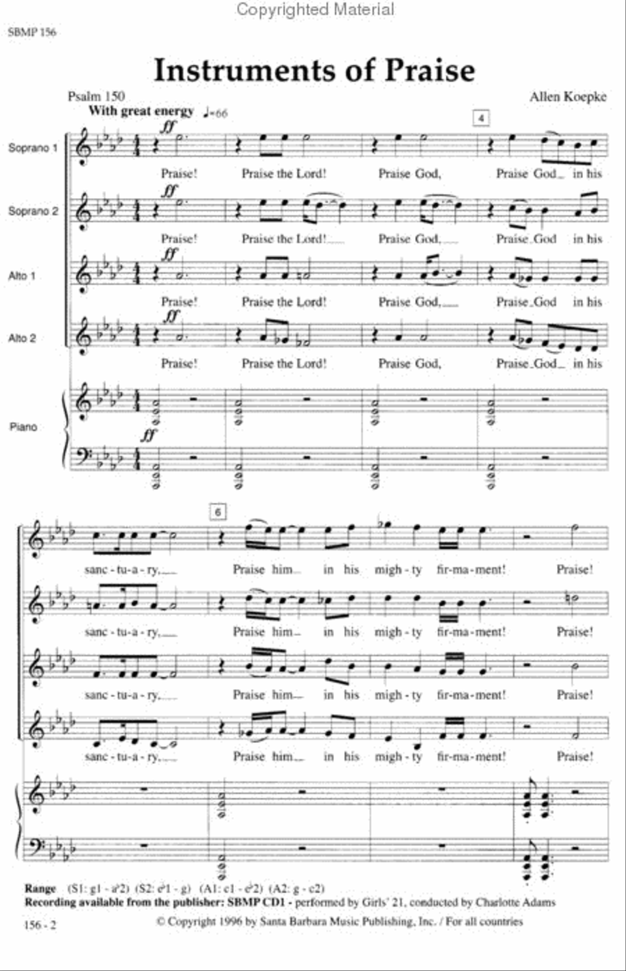 Instruments of Praise - SSAA Octavo Instruments of Praise - SSAA Octavo SSAA scores gallery preview page 2