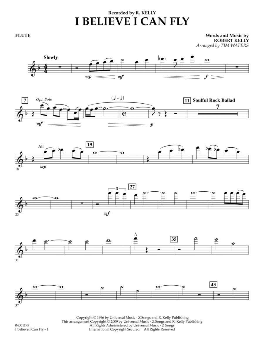 I Believe I Can Fly - Flute Flute scores gallery preview page 1