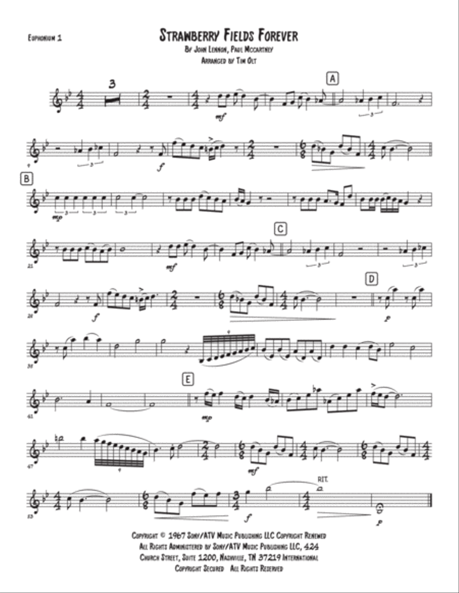 Strawberry Fields Forever Brass Quartet scores gallery preview page 6
