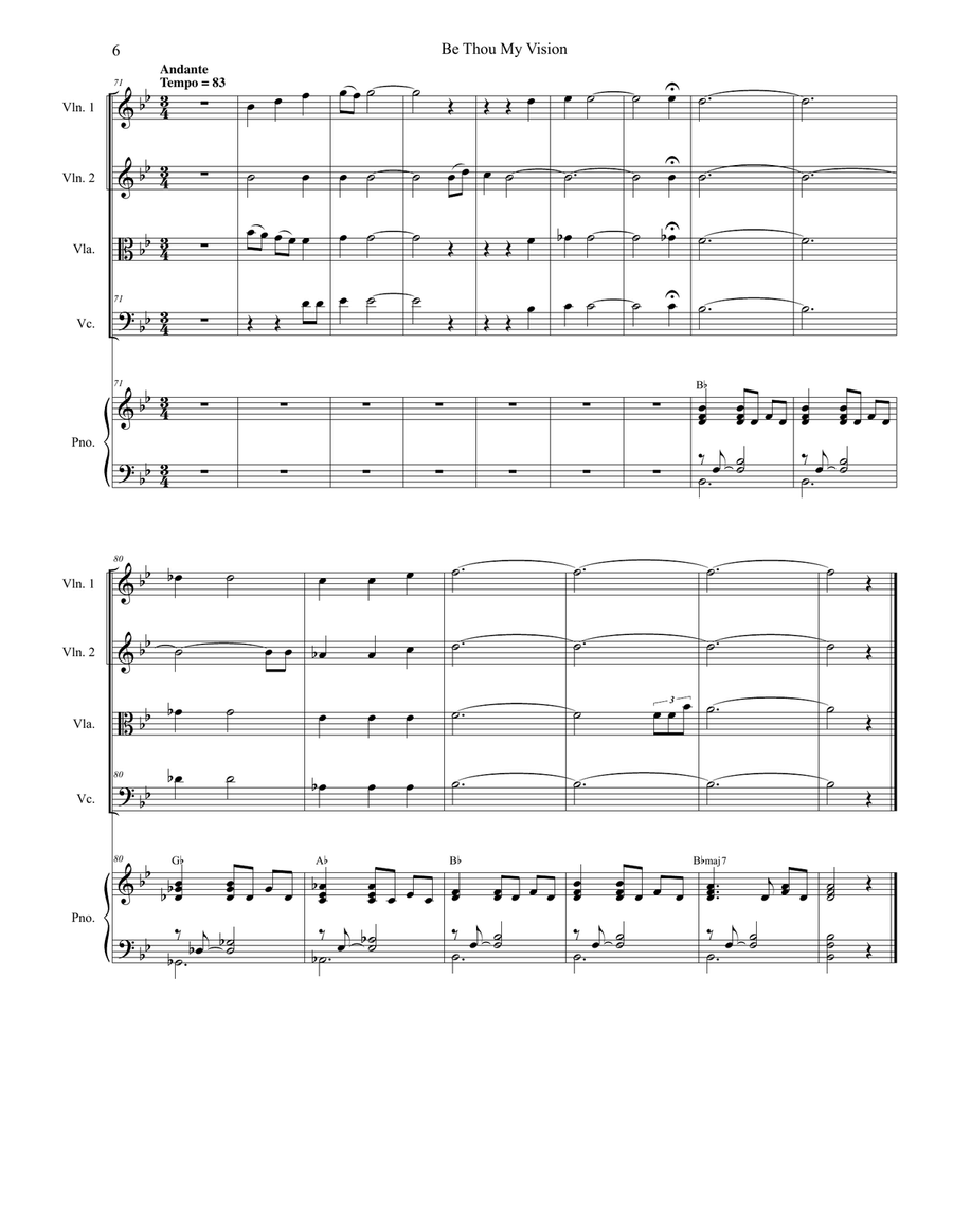 Be Thou My Vision (String Quartet and Piano) String Quartet scores gallery preview page 6