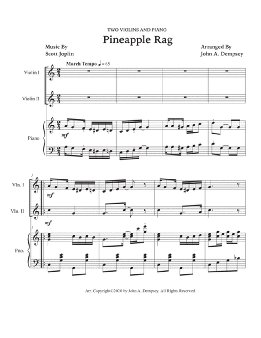 Pineapple Rag (Trio for Two Violins and Piano) image number null