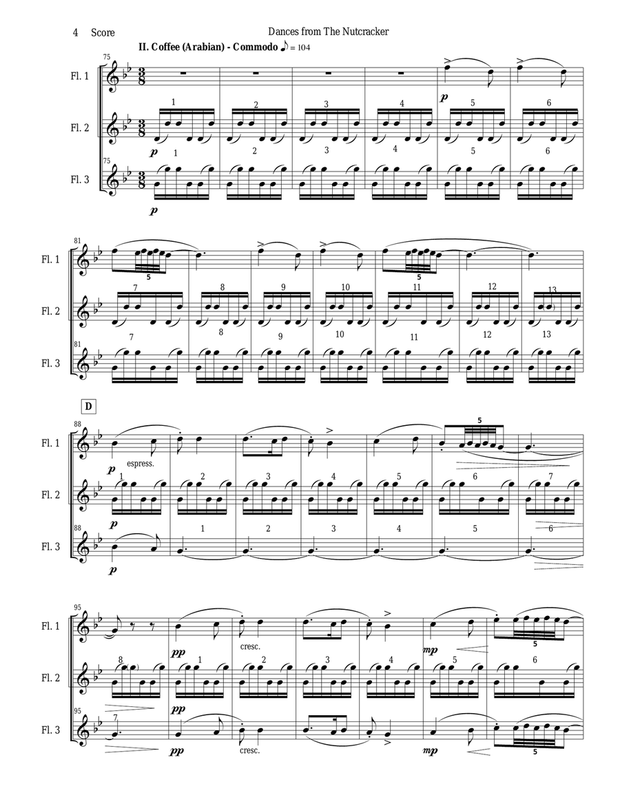 Flute Trio: Four Dances from The Nutcracker Flute Solo scores gallery preview page 4