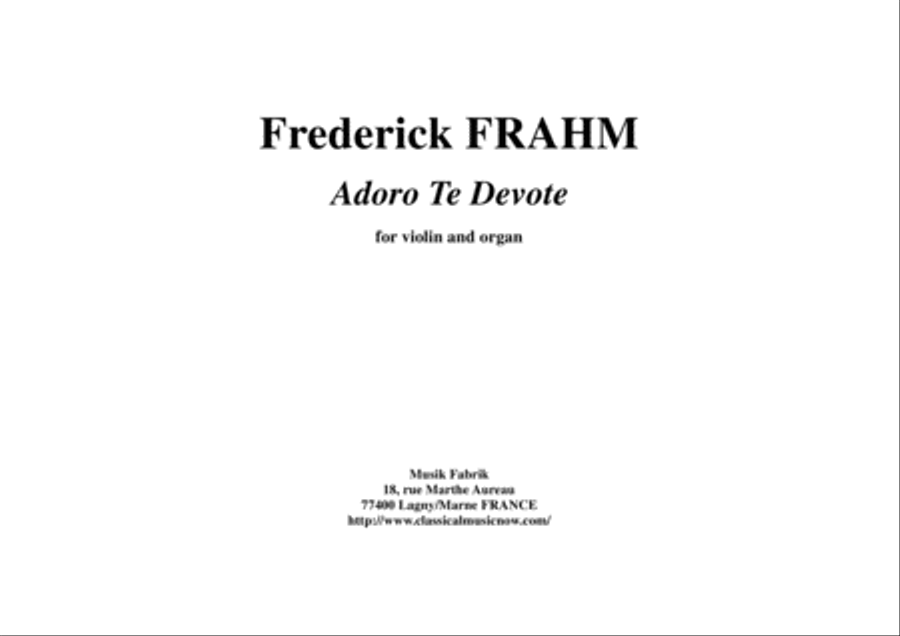 Frederick Frahm: Adoro Te Devote for violin and organ String Duet scores gallery preview page 1