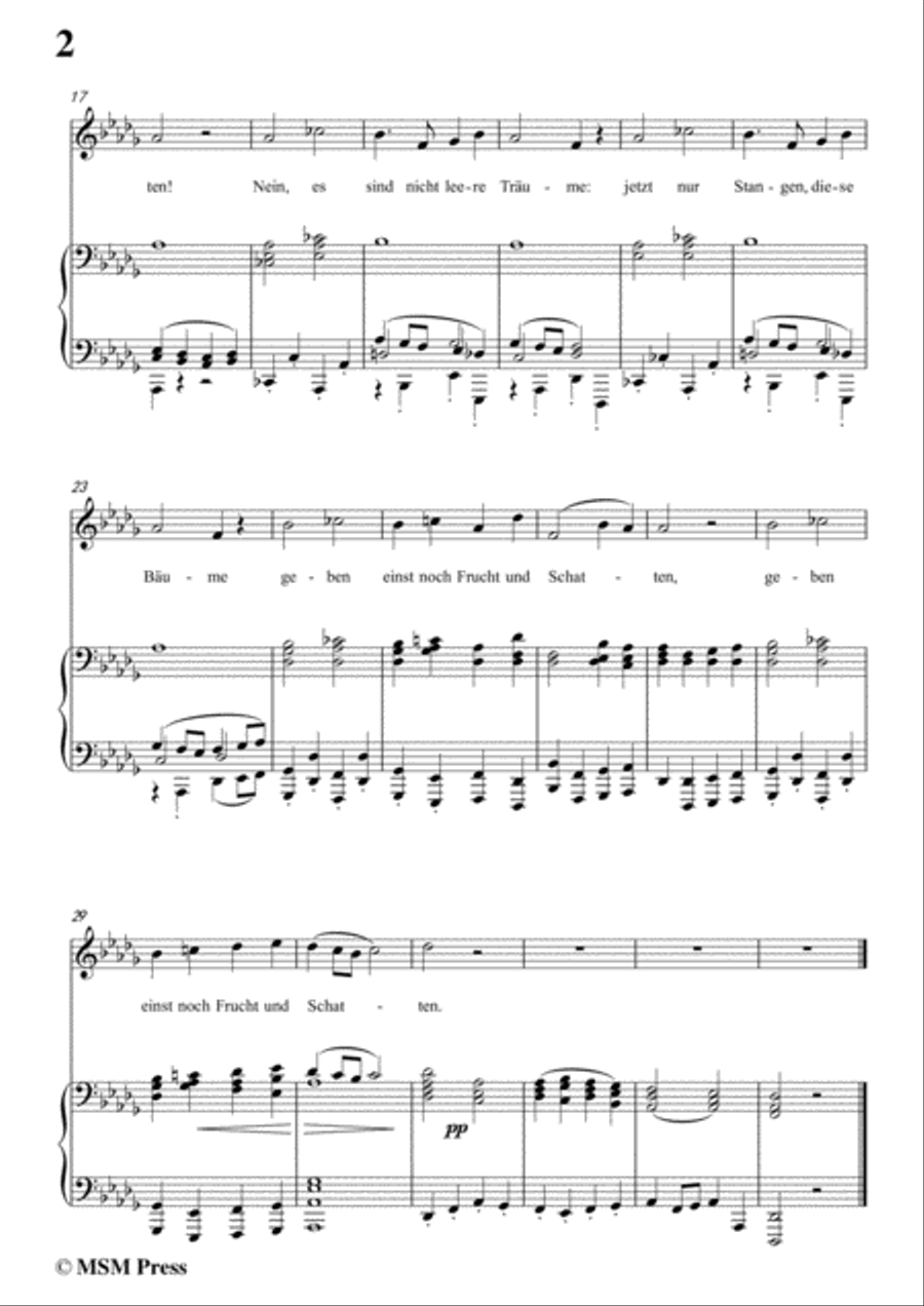 Schubert-Hoffnung,in D flat Major,for Voice&Piano Voice scores gallery preview page 4