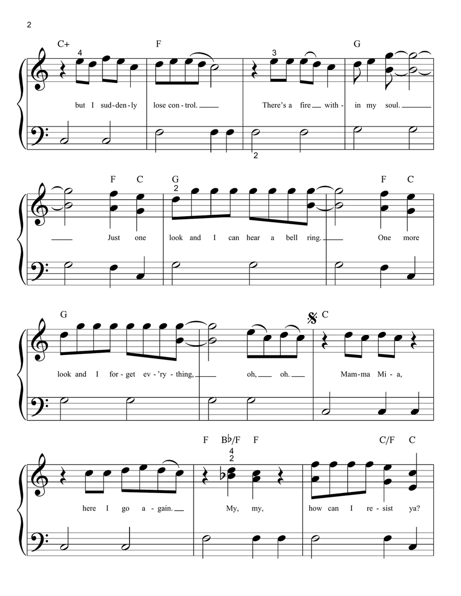 Mamma Mia Easy Piano scores gallery preview page 2
