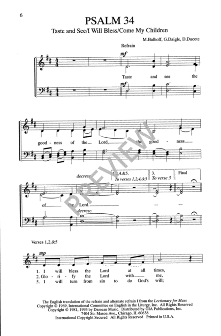 Psalms for the Church Year - Volume 6, Choral Refrains 4-Part scores gallery preview page 8