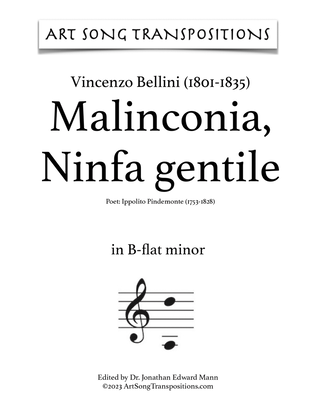 Book cover for BELLINI: Malinconia, Ninfa gentile (transposed to B-flat minor)