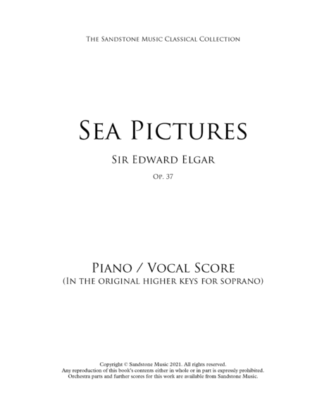 Sea Pictures, Op. 37 Piano Vocal Score (Original Higher Keys for Soprano)