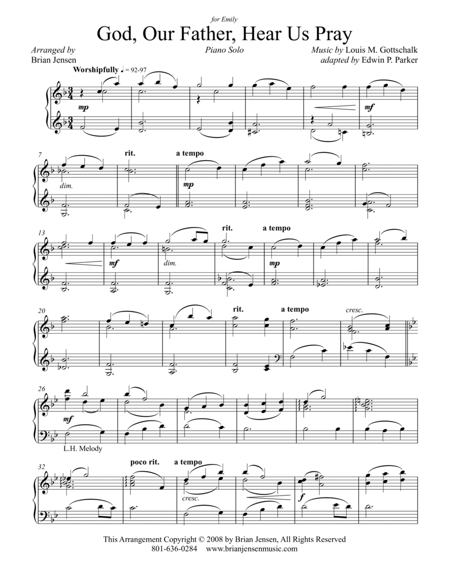 God, Our Father, Hear Us Pray Piano Solo scores gallery preview page 1