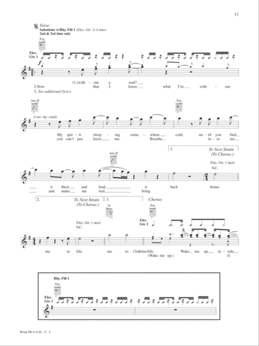 Bring Me To Life Guitar Tablature scores gallery preview page 2