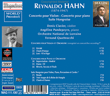 Volume 1: R. Hahn Oeuvres Concerta