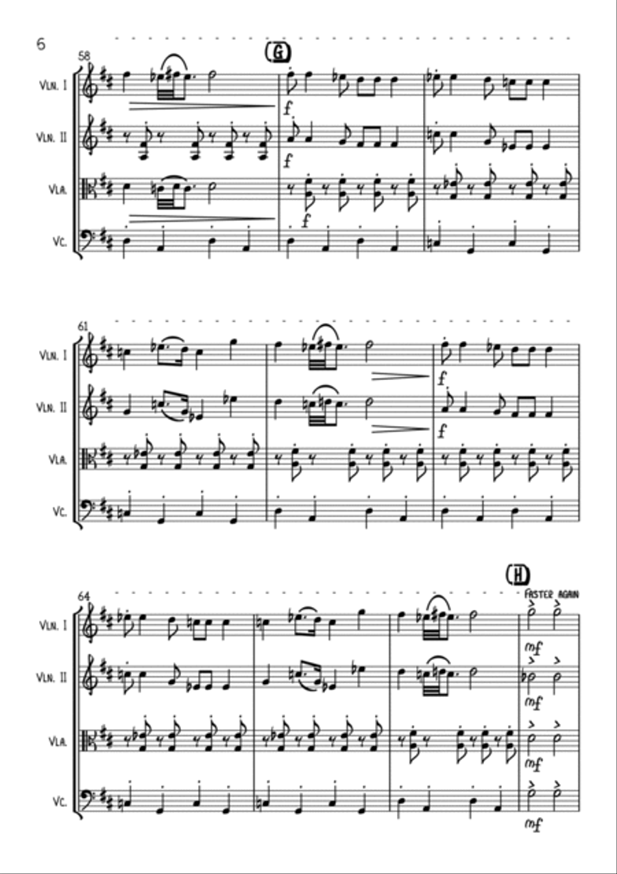 Hava Nagila - String Quartet String Quartet scores gallery preview page 6