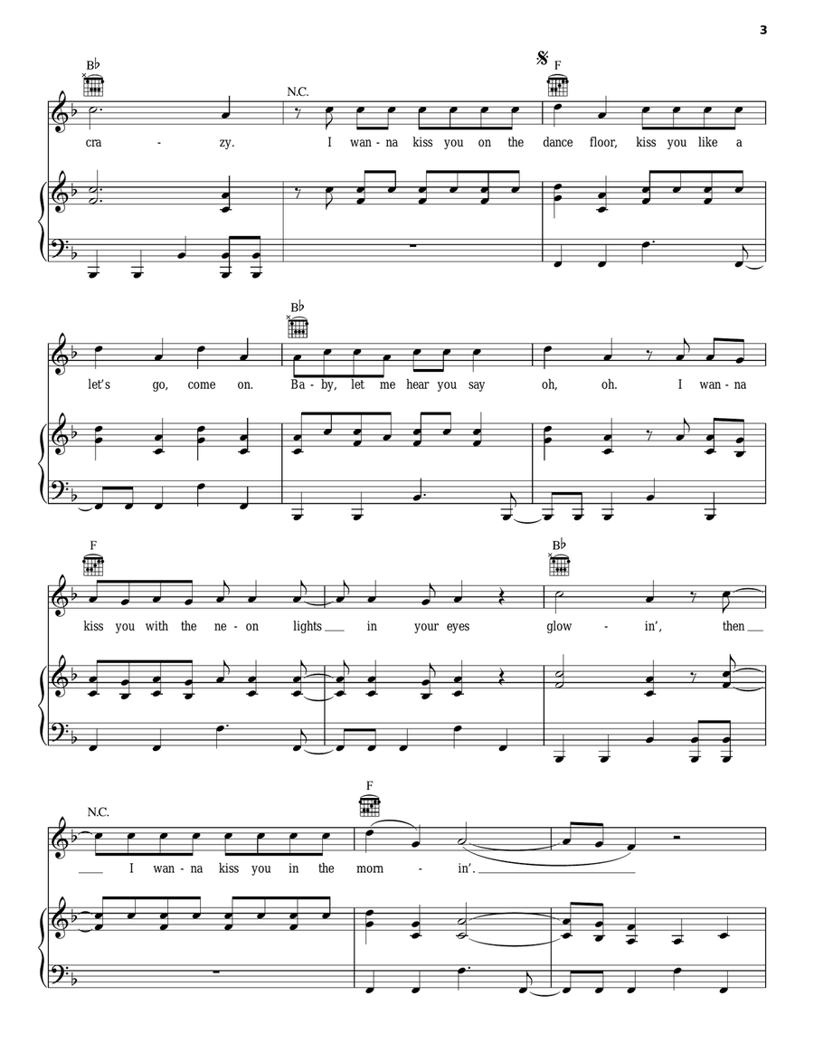 Kiss You In The Morning Piano, Vocal, Guitar scores gallery preview page 3