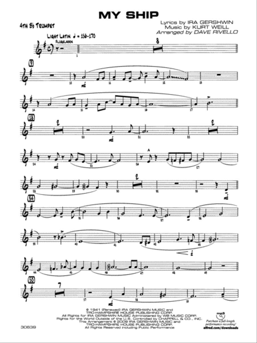 My Ship: 4th B-flat Trumpet Jazz Ensemble scores gallery preview page 1