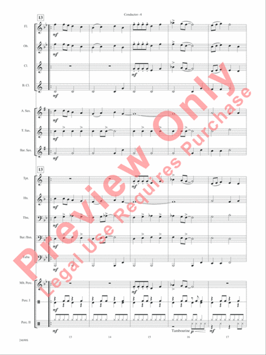 Rock the Halls (Based on Deck the Halls) Concert Band scores gallery preview page 7