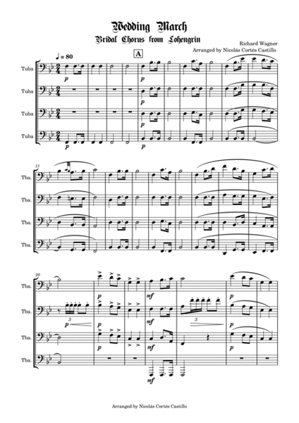 Richard Wagner - Bridal Chorus (Wedding March) for Tuba Quartet image number null