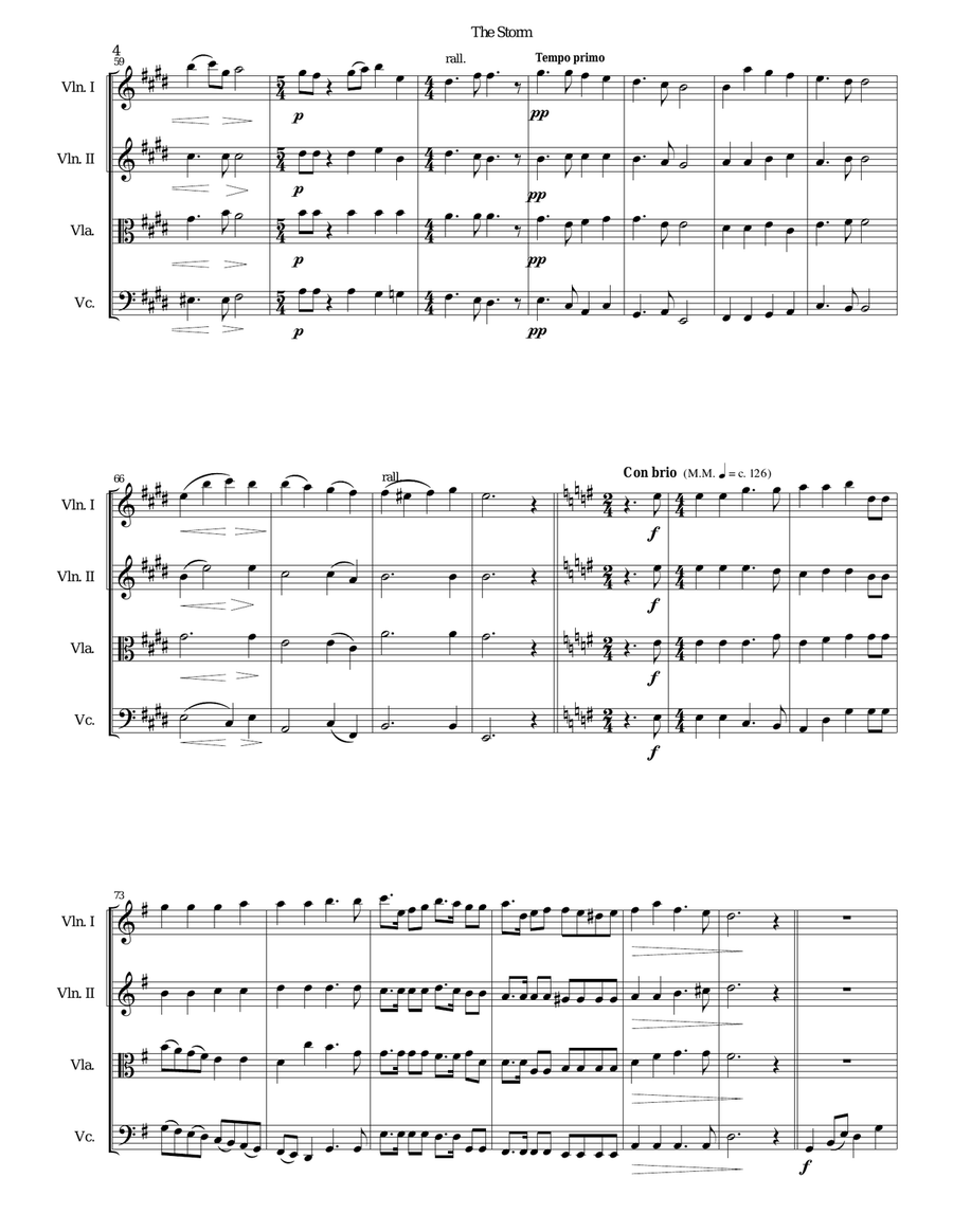 The Storm arranged for string quartet String Quartet scores gallery preview page 4