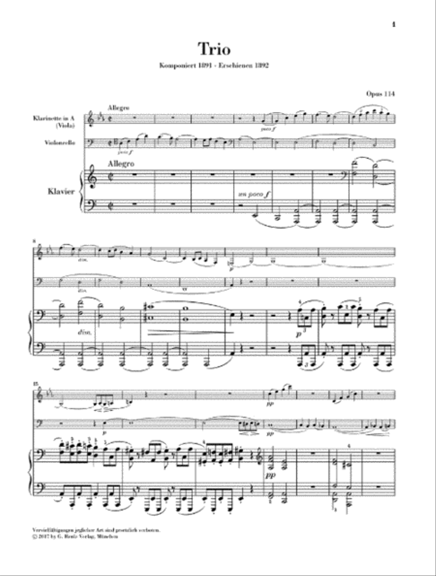 Trio in A Minor, Op. 114 – Revised Edition Clarinet scores gallery preview page 2