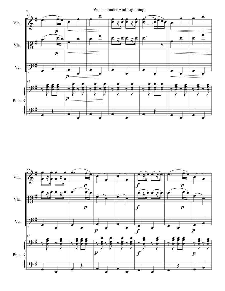 Johann Strauss II - Thunder and Lightning Polka arr. for piano quartet (score and parts) Piano Quartet scores gallery preview page 2