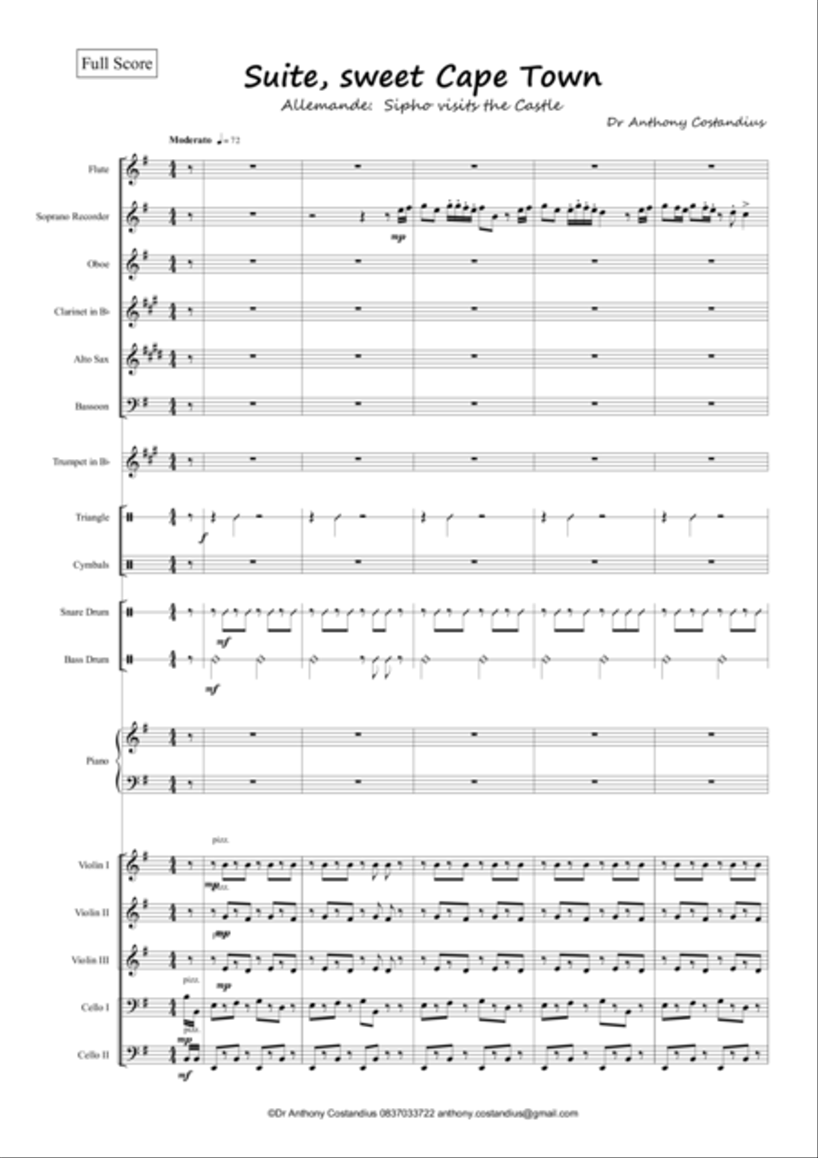 Suite, Sweet Cape Town - 2 Allemande Sipho visits the Castle Concert Band scores gallery preview page 1